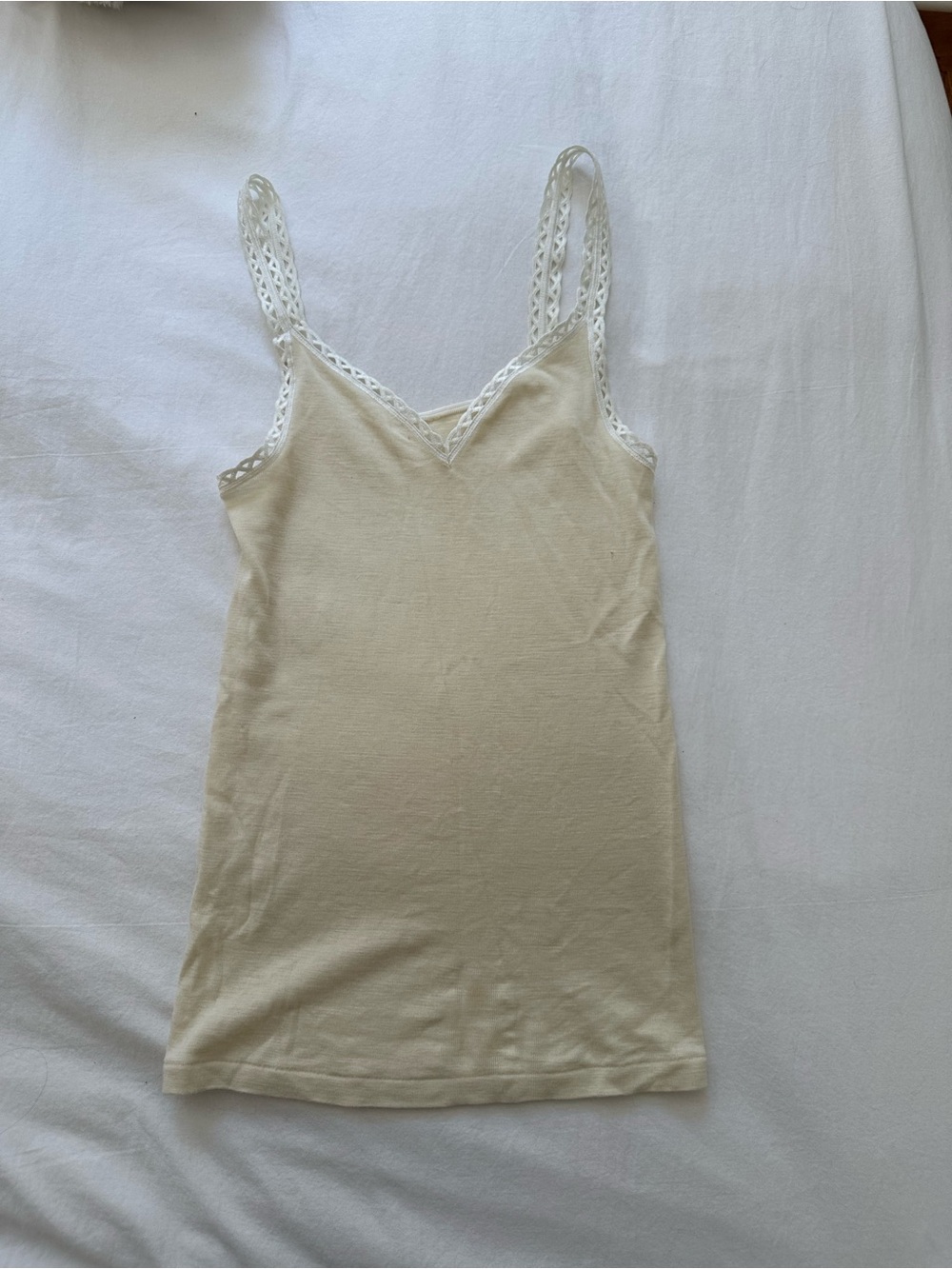 Butter yellow Lace-Trim Cami Tank Top